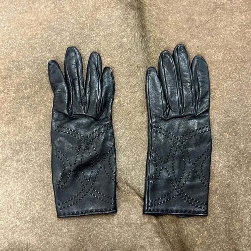 HERMES Leather Stitched H Gloves